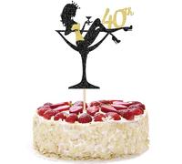1 décoration de gâteau pour fille assise 40e anniversaire 40e anniversaire décoration de gâteau à talons hauts pour fille Lady Spa Bachelorette thème anniversaire fête décorations de gâteau doré