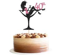 1 décoration de gâteau pour fille assise 40e anniversaire 40e anniversaire décoration de gâteau à talons hauts pour fille Lady Spa Bachelorette thème anniversaire fête décorations de gâteau rose