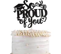 1 décoration de gâteau So Proud of you - Paillettes - Diplôme - Pour remise de diplôme - Classe de 2025 - Pour remise de diplôme - Noir
