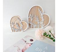 1 décoration en bois sculpté en forme de cœur, élément de décoration frais et mignon, décoration de chambre, décoration de la maison, cadeau de la Saint-Valentin, décoration de mariage, décoration cha