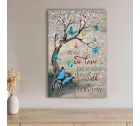 1 décoration murale « Those We Love Don't Go Away » - Fleur et papillon - Décoration murale inspirante - 30 x 45 cm / 12 * 18in - Sans cadre