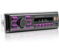 1 Din Autoradio - Auto Radio Avec Double Bluetooth 5.1 - Radio Bluetooth Voiture Support Fm 7 Color Backlights - U Disk/Aux In/Tf Card Play/App Locate And Find The Car + Remote Control