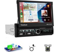1 Din Car Radio With Carplay Android Auto Wireless,7 Inch Ips Hd Electric Retractable Car Radio,Support Bluetooth Mirror Link Fm 2usb/Aux Steering Wheel Controls Camera