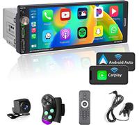 1 Din Car Radio with Touch Screen (6.9 Inch) Compatible with Apple CarPlay [Wireless]/Android Auto Bluetooth Type-C USB (2.1A Fast Charging) AM/FM RDS Radio Backup Camera