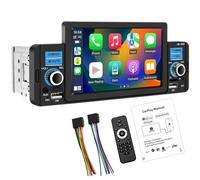 1 Din CarAutoPlayar Récepteur multimédia stéréo 5" Autoradio à écran Tactile avec Apple CarPlayer Android Auto Support Bluetooth Appel Mains Libres FM SWC USB AUX Mirror Link
