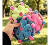 1 disque d'activité de plein air pour animal de compagnie, disque en corde de coton durable anti-étouffement, boucle de corde douce pour exercices interactifs et soins bucco-dentaires, convient aux