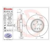 Brembo 09.A712.11 - Disque de Frein Arrière avec revêtement anti-corrosion UV - 1 Disque