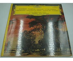 1 Disque Vinyle LP 33 Tours - Deutsche Grammophon 139 001 - SCHUBERT - Symphonie inachevée n°8 en si mineur - Beethoven : Ouvertures de Fidelio, Léonore III, Corolian - Herbert Von Karajan - Orchestre Philharmonique de Berlin.