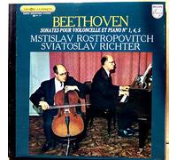1 Disque Vinyle LP 33 Tours - Philips 6500 253 - Mstislav Rostropovitch, Sviatoslav Richter - Beethoven : Sonates pour Violoncelle et Piano N° 1,4,5