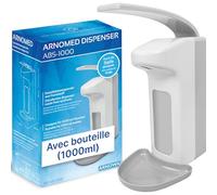 1 Distributeur de désinfectant ARNOMED en plastique, distributeur de désinfectant pour 1000ml, distributeur de savon automatique, distributeur de savon blanc pour fixation murale porte savon liquide