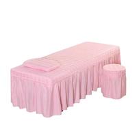 1 drap de lit solide for salon beauté, table massage, matelas, doux for la peau, couverture complète avec trou, 5 tailles(Pink,185x70 bedskirt only)