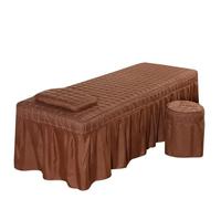 1 drap de lit solide for salon beauté, table massage, matelas, doux for la peau, couverture complète avec trou, 5 tailles(Brown,180x60 bedskirt only)