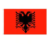 1 drapeau d'aigle d'Albanie de haute qualité à double face, 1 drapeau d'Albanie à suspendre à la fenêtre, 1 set de drapeaux d'Albanie à agiter à la main (comprend 5 drapeaux à agiter à la main + 5 sup
