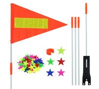 1 drapeau de vélo réfléchissant, 10,2 m, fanions réfléchissants, drapeaux de sécurité de vélo avec tige de 5 pièces, drapeau de vélo, drapeau de vélo haute visibilité, avec 32 perles à rayons