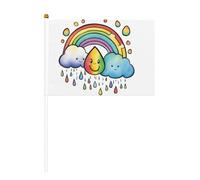 1 drapeau ondulé double face et mini drapeaux à bâton, adaptés pour la décoration de fête et les activités d'équipe