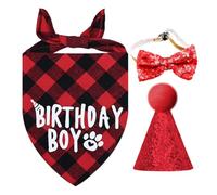 1 écharpe, 1 bonnet, 1 nœud papillon, bonnet d'anniversaire pour chien, tenue d'anniversaire pour chien, accessoire de fête pour chien, accessoire pour animaux de compagnie, nœud papillon