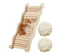 1 échelle pour hamster, 2 balles blanches Sepak Takraw, échelle en bois, échelle pour animaux de compagnie, échelle d'habitat pour hamster, jouet d'escalade