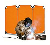 1 Écran De Soudage avec Cadre - Écran De Protection Professionnel Ignifuge - Barrière De Sécurité Orange Haute Visibilité pour Ateliers Et Chantiers Industriels(58x110cm)