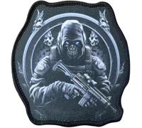 1 écusson en forme de tête de mort, écusson de sniper, sniper, sniper, écusson, écusson brodé tactique, morale hook loop, patch, 7,7 x 8 cm pour sacs à dos, vêtements, sacs, uniforme gilet