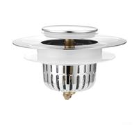 1 égouttoir à filtre pour évier, noyau à ressort de type poussoir, attrape-cheveux en laiton ABS, bloque les odeurs, empêche les bouchons, vidange rapide de cuisine