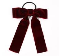 1 élastique à cheveux en forme de nœud papillon - Accessoire de cheveux tendance - Pour femme - Épais et fin - Bouclés - Bordeaux