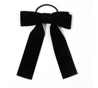 1 élastique à cheveux en forme de nœud papillon - Accessoire de cheveux tendance - Pour femme - Épais et fin - Bouclés - Pour mariage et anniversaire - Noir