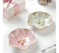 1 Élégant plateau à bijoux en céramique en forme de feuille de lotus - Parfait pour les boucles d'oreilles, les bagues, les clés et les petits accessoires | Cadeau idéal pour les anniversaires, le Nou