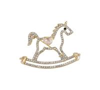 1 élégante broche dorée en forme de cheval avec strass - Bijou léger pour femme - Accessoire tendance et décontracté - Accessoire élégant et décontracté