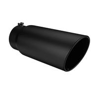 1 embout d'échappement universel de 4 pouces, entrée et sortie 6, longueur 15, tuyau droit for voiture(BLACK)