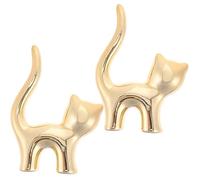 1 Ensemble 2 Pièces Porte-bague Chat Décorations De Bureau Porte-bracelet Porte-bagues Chat Porte-anneau D'anniversaire Porte-plat Céramique Égouttoir Des Boucles D'oreilles