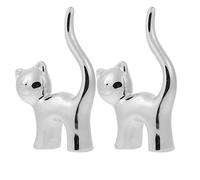 1 Ensemble 2 Pièces Porte-bague Chat Présentoir De Boucles D'oreilles Plat De Bijoux De Chat Porte Bague De Fiançailles Étagère Femme Céramique Forme De Plat Support De Stockage