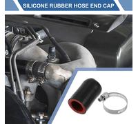 1 Ensemble 40Mm Longueur 20Mm/0,79" Id Bouchon D'Extrémité De Tuyau En Caoutchouc De Silicone Noir Rouge Avec Pinces Bouchon Blindage Renforcé Silicone Tube Dérivation Universel