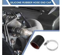 1 Ensemble 40Mm Longueur 32Mm/1,26" Id Noir Rouge Voiture Embout De Tuyau En Caoutchouc De Silicone Avec Pinces Embout De Bouchage Renforcé En Silicone Tube Dérivation Universel