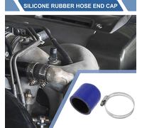 1 Ensemble 40Mm Longueur 38Mm/1.5" Id Bouchon Extrémité Tuyau Caoutchouc Silicone Bleu Noir Pour Voiture Avec Pinces Bouchon Fermeture Renforcé Silicone Tube Dérivation Universel