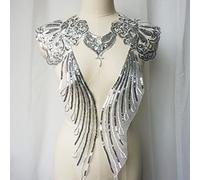 1 ensemble argent Sequin broderie dentelle Applique couture fleur tissu couture col Patch robe de mariée robe de mariée bricolage