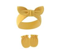 1 ensemble bandeau élastique pour bébé avec moufles assorties, joli nœud papillon, bandeau absorbant la transpiration pour les cheveux pour filles