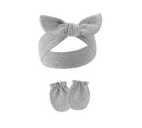 1 ensemble bandeau élastique pour bébé avec moufles assorties, joli nœud papillon, bandeau absorbant la transpiration pour les cheveux pour filles