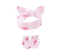 1 ensemble bandeau élastique pour bébé avec moufles assorties, joli nœud papillon, bandeau absorbant la transpiration pour les cheveux pour filles