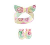 1 ensemble bandeau élastique pour bébé avec moufles assorties, joli nœud papillon, bandeau absorbant la transpiration pour les cheveux pour filles