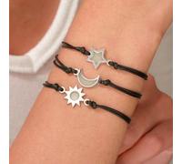 1 ensemble Bracelet lumineux lune soleil étoile corde noire tissée à la main pour un usage quotidien occasions spéciales