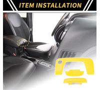 1 Ensemble Centre Console Accoudoir Interrupteur Bouton Couverture Garniture Pour Jeep Wrangler Jl Jlu 2018-2024 Centrale Accoudoir Ouvert Bouton Couverture Autocollant Abs Jaune