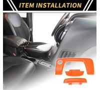 1 Ensemble Centre Console Accoudoir Interrupteur Bouton Couverture Garniture Pour Jeep Wrangler Jl Jlu 2018-24 Centrale Accoudoir Ouvert Bouton Couverture Autocollant Abs Orange