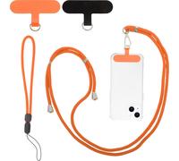 1 Ensemble Chaîne De Téléphone Portable Universelle, Dragonne De Téléphone Portable Avec 2 Patchs Universels, Chaîne De Téléphone Portable Pour Étui Smartphones Standard, Orange