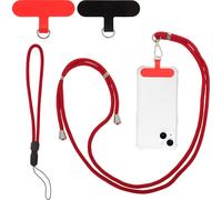 1 Ensemble Chaîne De Téléphone Portable Universelle, Dragonne De Téléphone Portable Avec 2 Patchs Universels, Chaîne De Téléphone Portable Pour Étui Smartphones Standard, Rouge