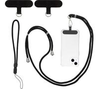 1 Ensemble Chaîne De Téléphone Portable Universelle, Dragonne De Téléphone Portable Avec 2 Patchs Universels, Chaîne De Téléphone Portable Pour Étui De Smartphones Standard, Noir