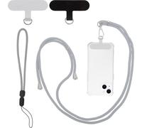 1 Ensemble Chaîne De Téléphone Portable Universelle, Dragonne De Téléphone Portable Avec 2 Patchs Universels, Chaîne De Téléphone Portable Pour Étui De Smartphones Standard, Gris