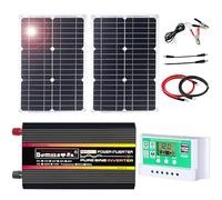 1 ensemble complet de panneau solaire 10 000 W avec onduleur à onde sinusoïdale pure et contrôleur de charge 50 A pour marine, camping-car et camping (50 W)