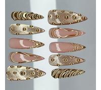 1 ensemble d ' ongles artificiels à pointe française, bâton de presse 3D fondu coucher du soleil, Design élégant pour diverses occasions et Styles