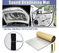 1 Ensemble De 236Mil 6Mm 10.76Sqft Tapis D'Insonorisation Pour Voiture Avec Outil De Démontage De Rouleau En Mousse À Feuille D'Aluminium Pour Capot 78.74"X19.69"