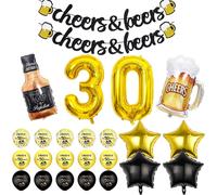 1 Ensemble De 30e Anniversaire,4 Pièces De Ballons Étoiles À Cinq Branches,Décoration De 30e Anniversaire,Bannière D'encouragement De Bière,Décoration De Fête D'anniversaire